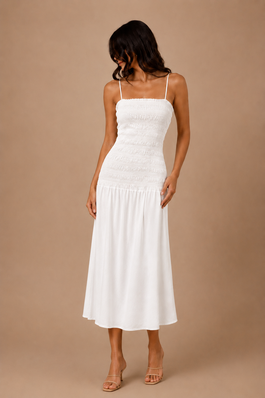 Selene White Midi Dress