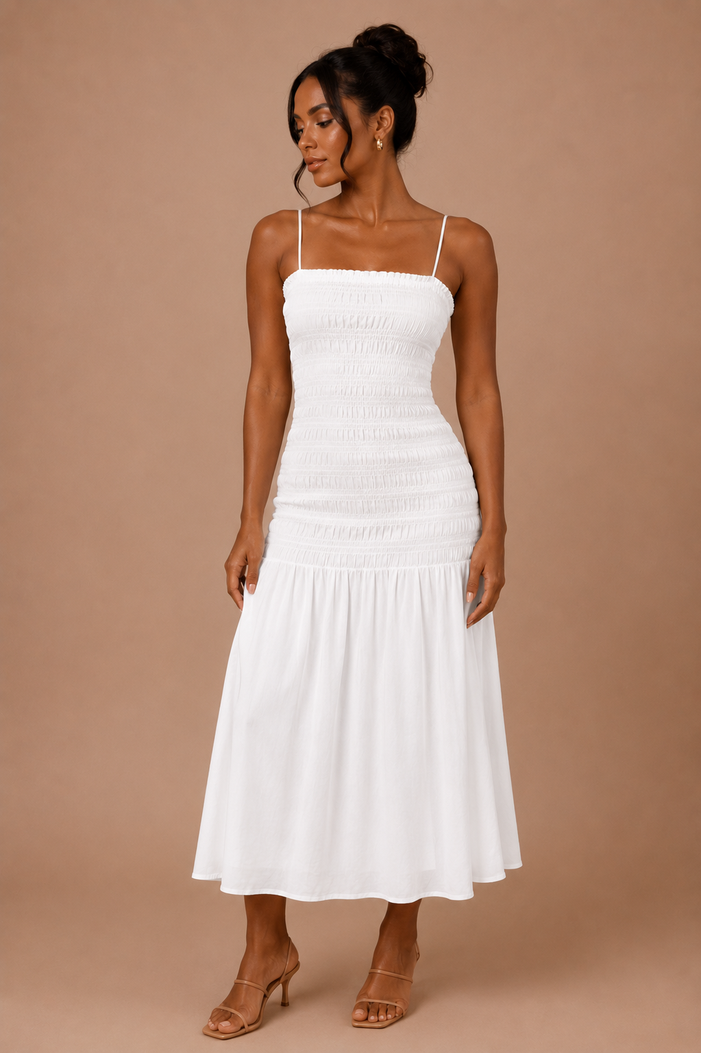 Selene White Midi Dress