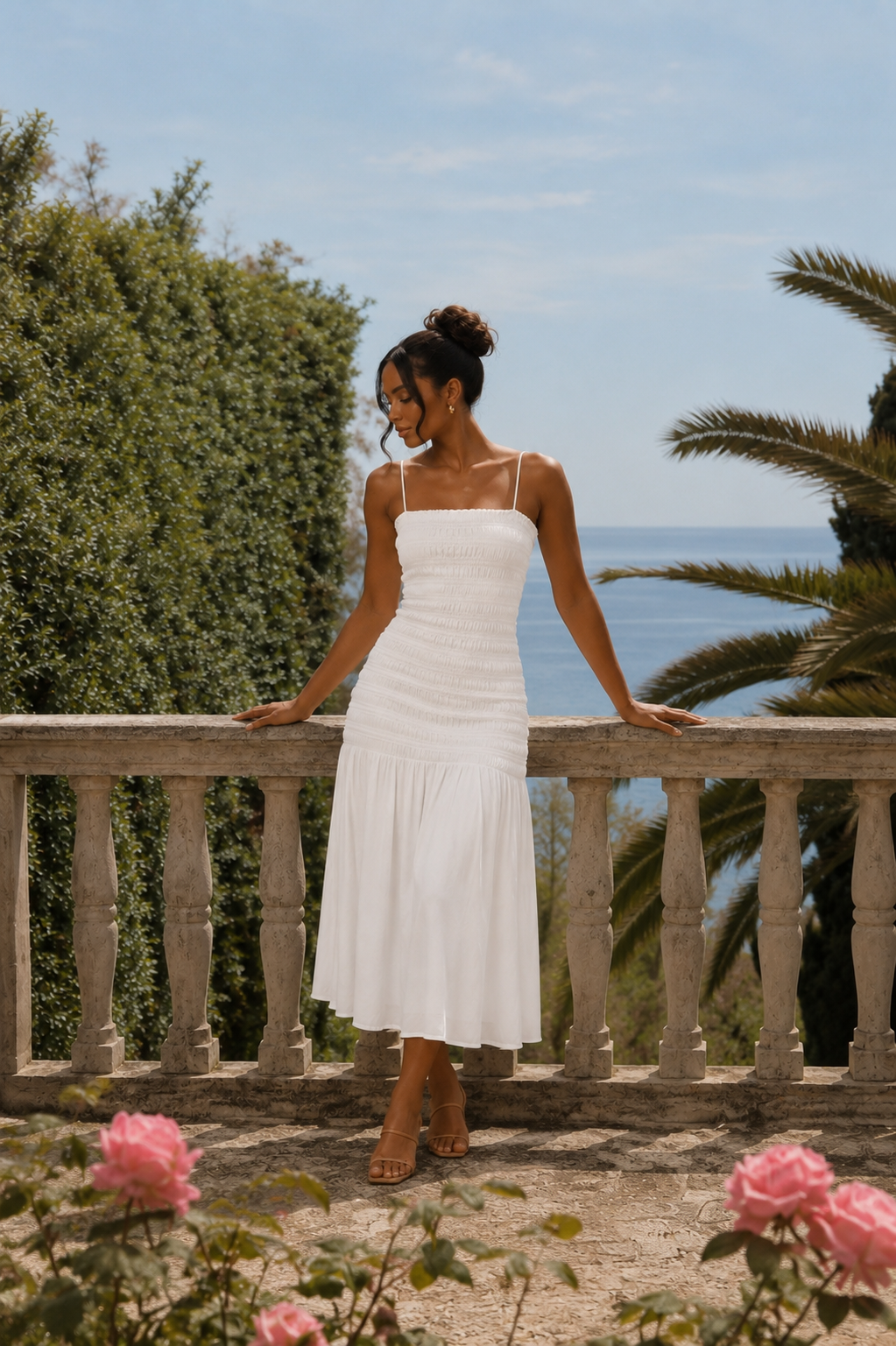 Selene White Midi Dress