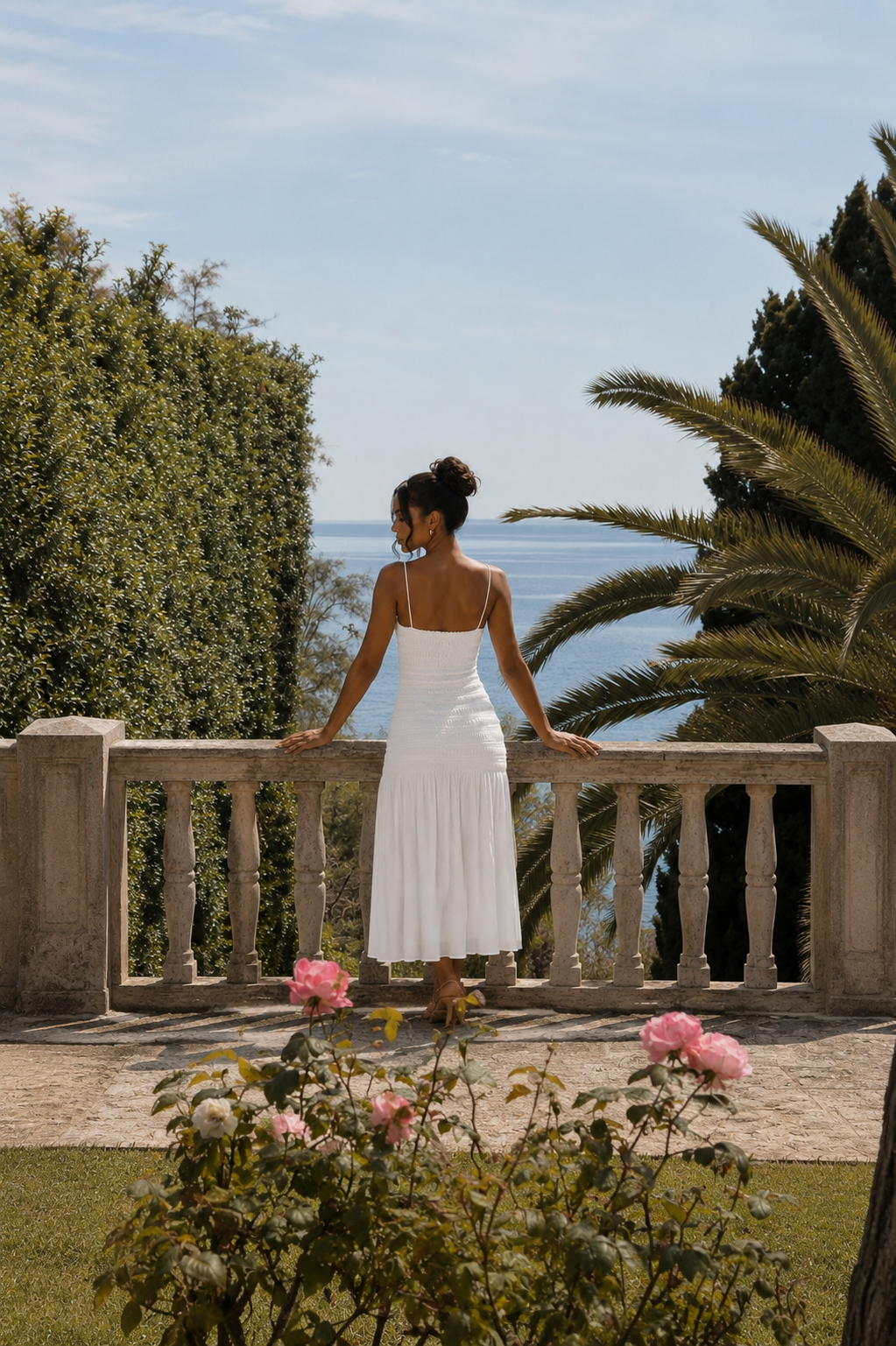 Selene White Midi Dress