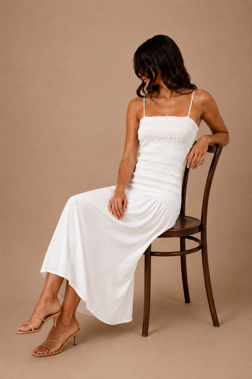 Selene White Midi Dress